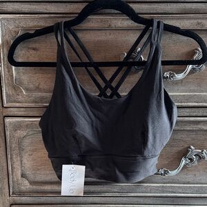 Women's Black Strappy Padded Sports Bra by Body Up.